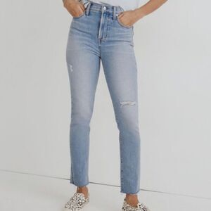 Madewell The Perfect Vintage Jeans Medium Blue Denim Raw Hem High Rise Cotton 25